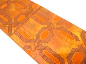 アンティーク　幾何学模様織り出し袋帯（着用可）